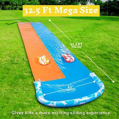 32.5ft Mega Inflatable Water Slide with Racing Lanes