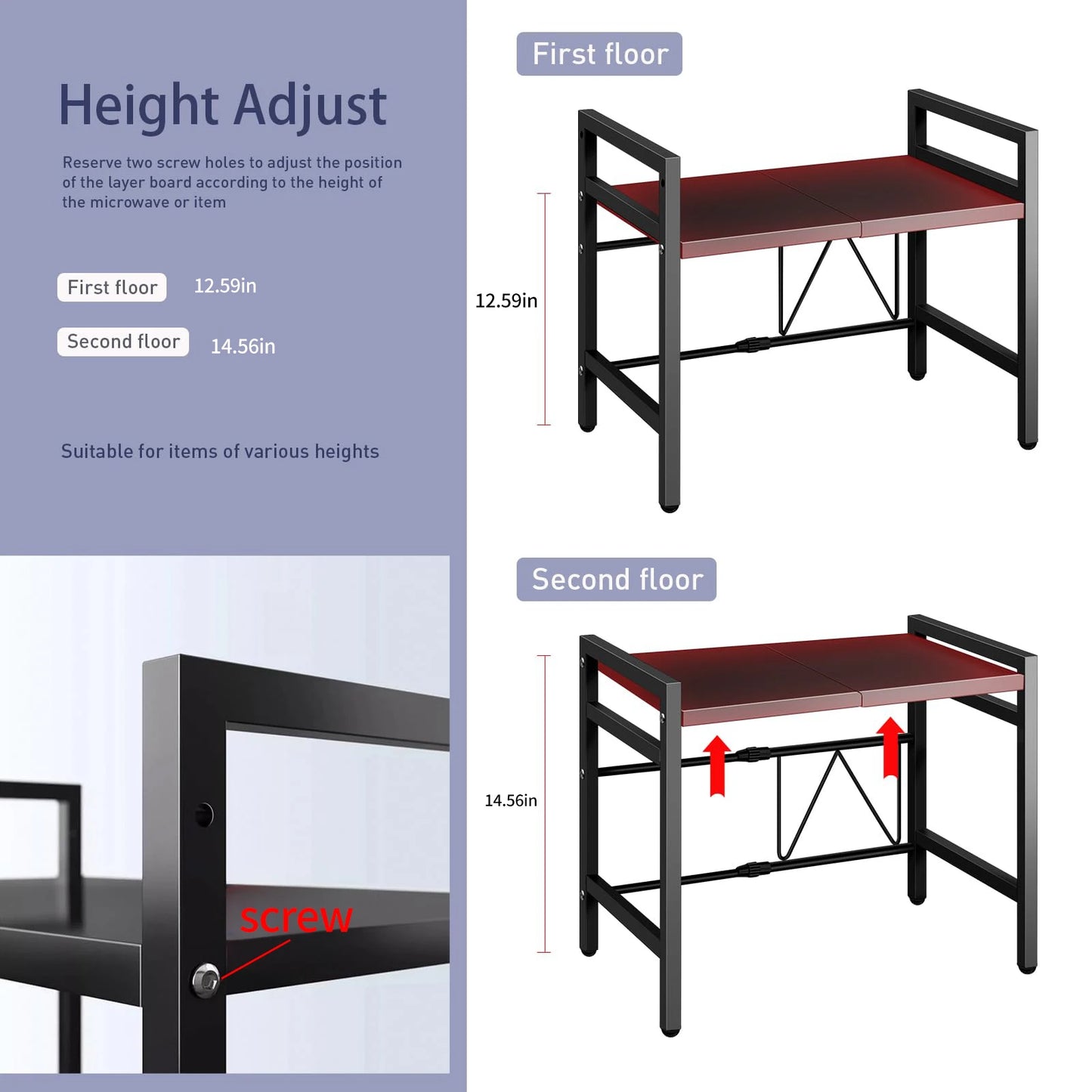 1pc Expandable 42-64cm Microwave Shelf Organizer.