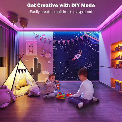 Color Changing LED Strip Lights with Music Syncing option.