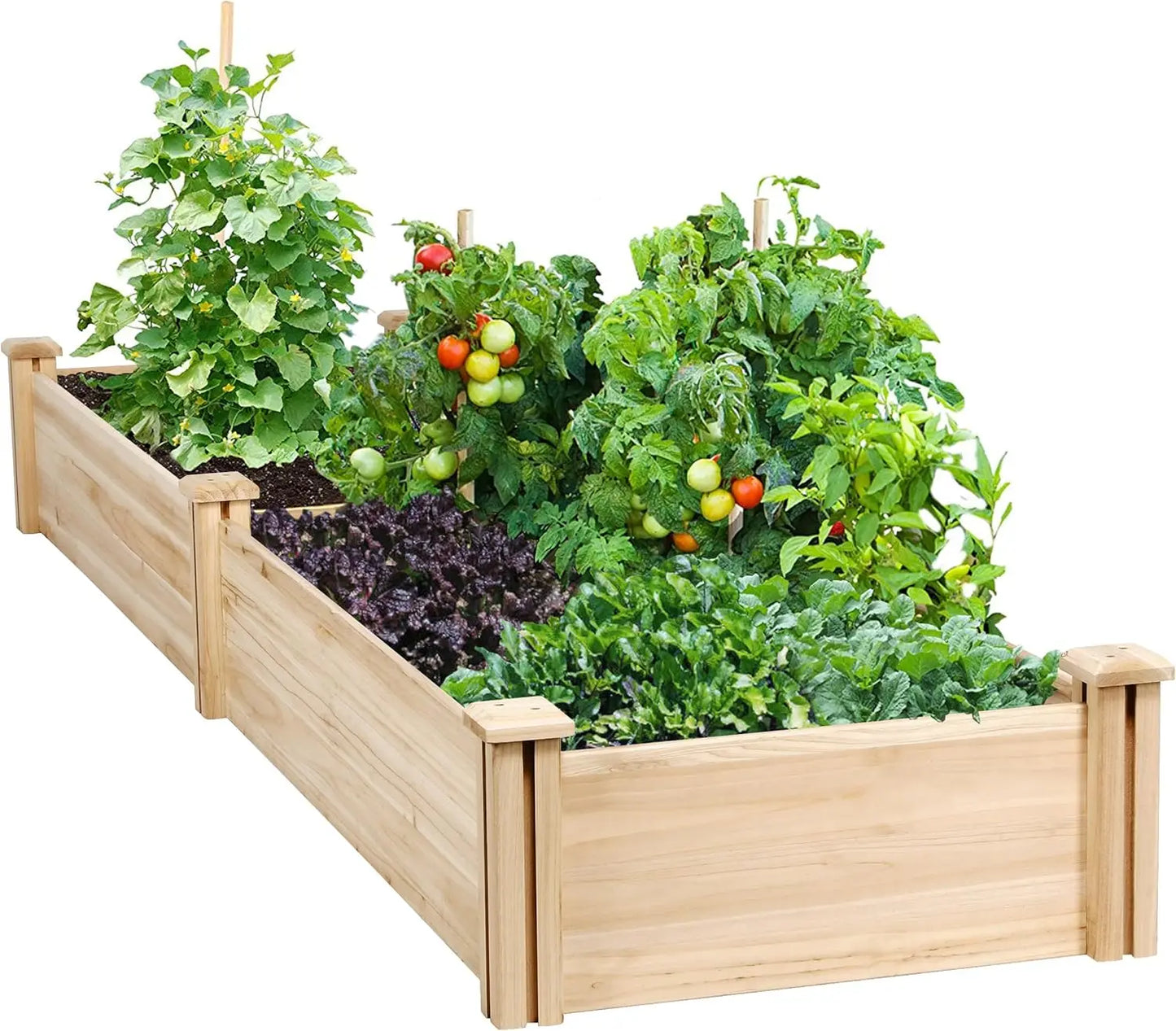 8x2ft Natural Wood Divisible Raised Garden Bed