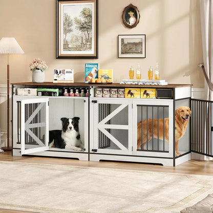 TV Stand or End Table 72" Double Dog Crate Furniture with Barn Doors