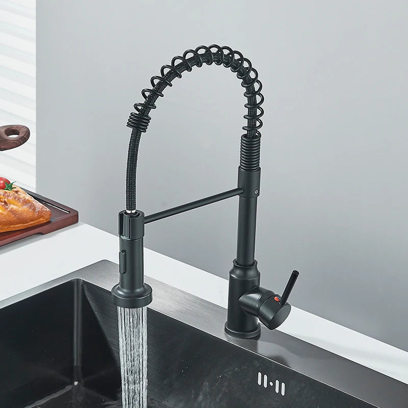 Flexible Kitchen Faucet Pull Down Spring Swivel Stream Sprayer