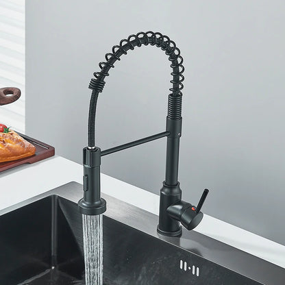 Flexible Kitchen Faucet Pull Down Spring Swivel Stream Sprayer