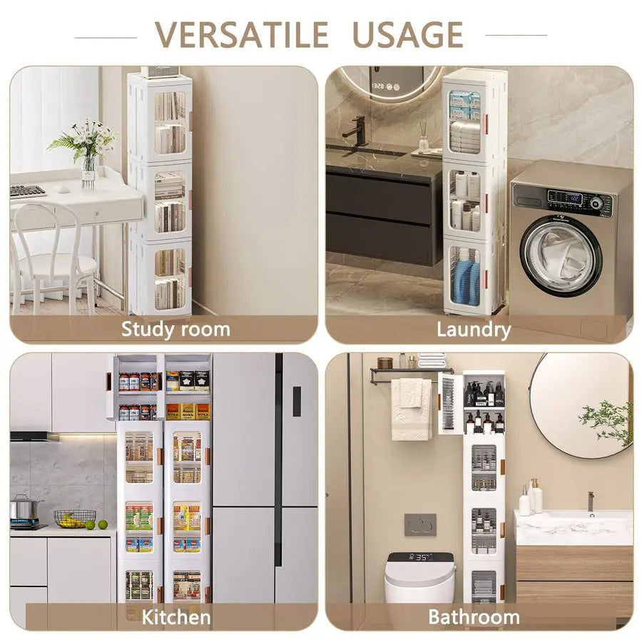 4 Tier Tall Narrow Storage Cabinet