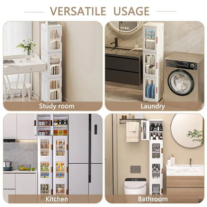 4 Tier Tall Narrow Storage Cabinet