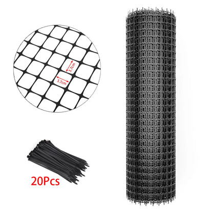 Fence Net Lattice Mesh Black Plastic With 20pcs Zip Ties