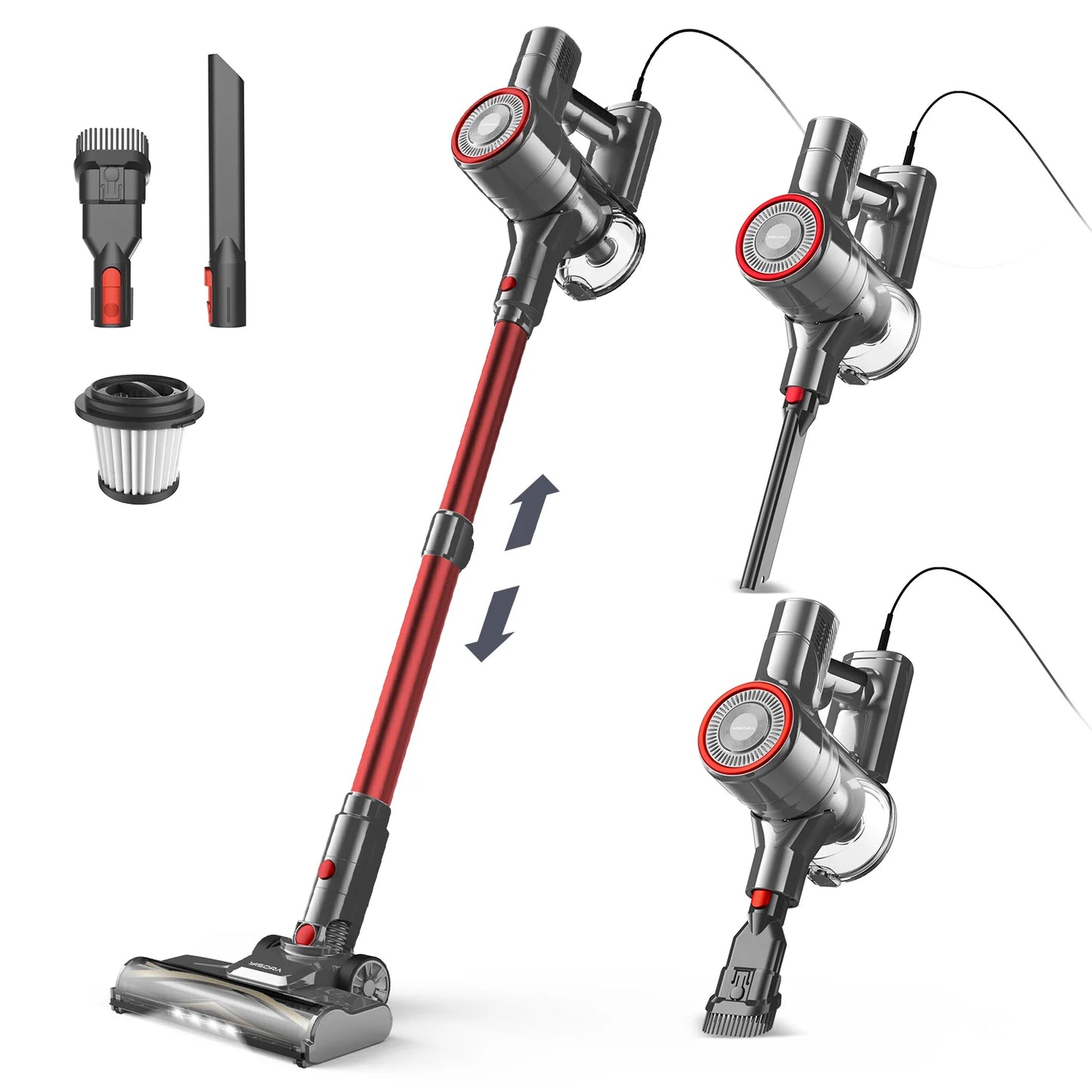 Corded Stick Vacuum Cleaner 25KPa 600W Powerful 6 in1 Lightweight