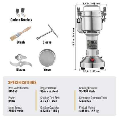 150-2500g Electric Mill Grinder for Spices, Coffee and Corn