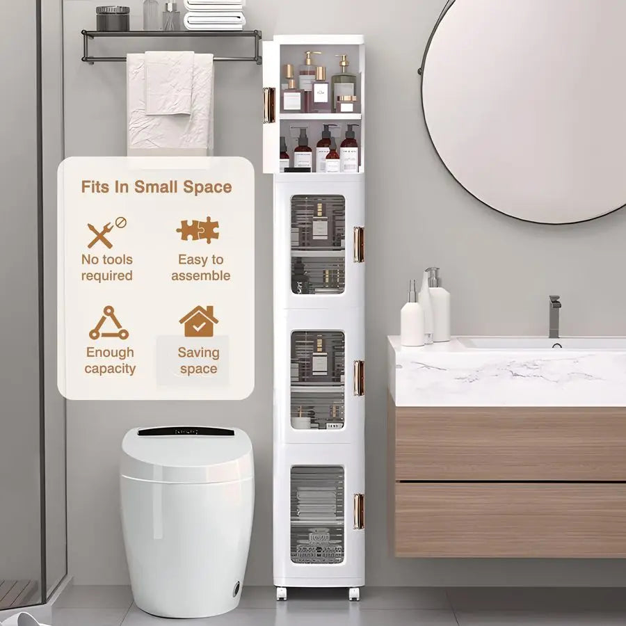 4 Tier Tall Narrow Storage Cabinet