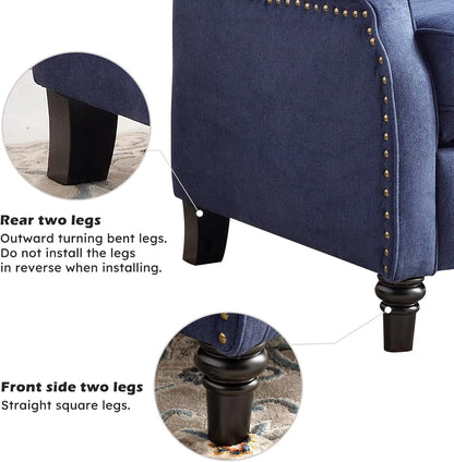 Push Back Recliner Chair Fabric with Padded Seat