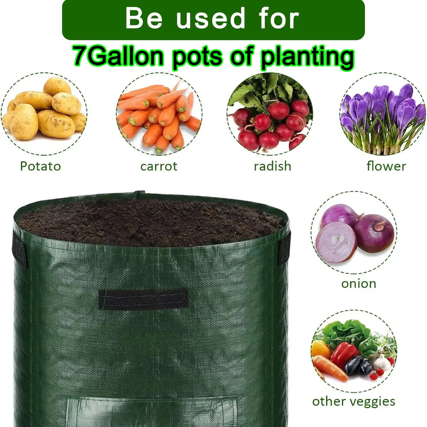 7 Gallon Grow Bags for Vegetables Plants with Handles