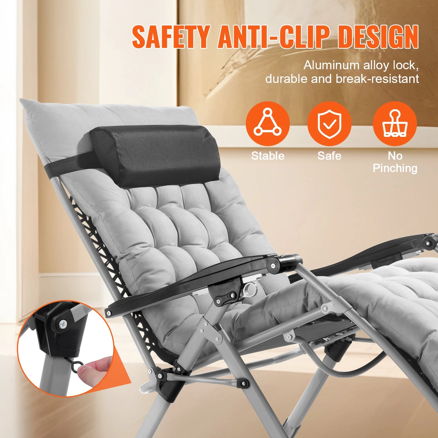 Zero Gravity Chair with Cushion Footrest and Cupholder