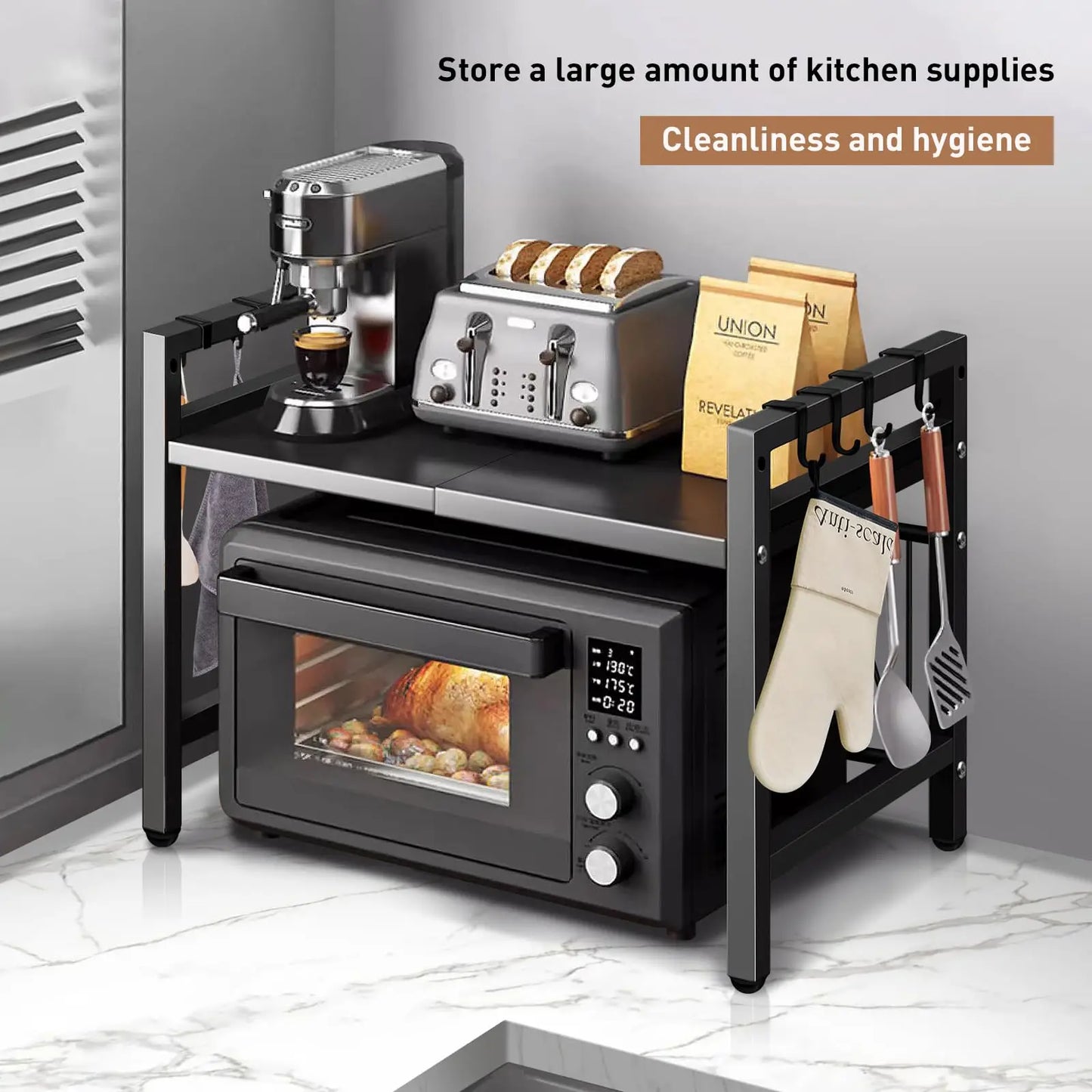 1pc Expandable 42-64cm Microwave Shelf Organizer.