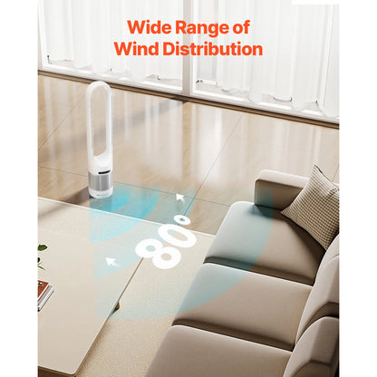 Tower Fan Bladeless Blows Cold Air 80° Oscillating with Remote