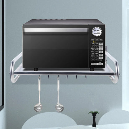 Wall-Mounted Kitchen Shelf with Utensil Hooks