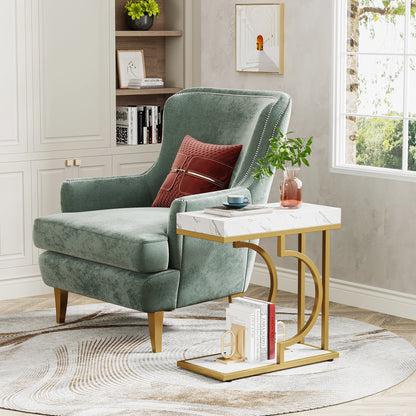 Narrow Side Table White Gold