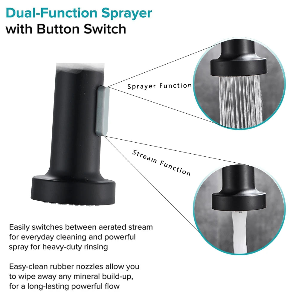 Flexible Kitchen Faucet Pull Down Spring Swivel Stream Sprayer