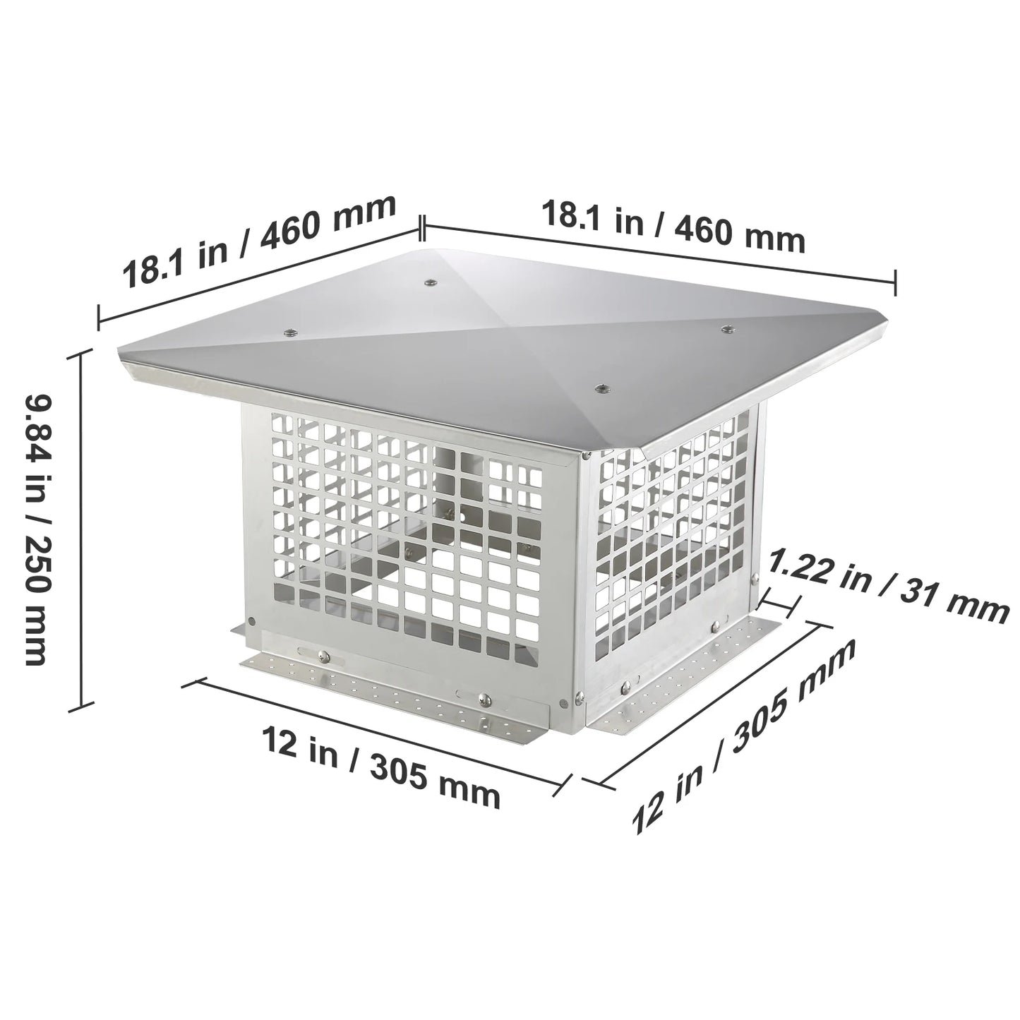 Silver Chimney Cap comes in 4 Sizes.