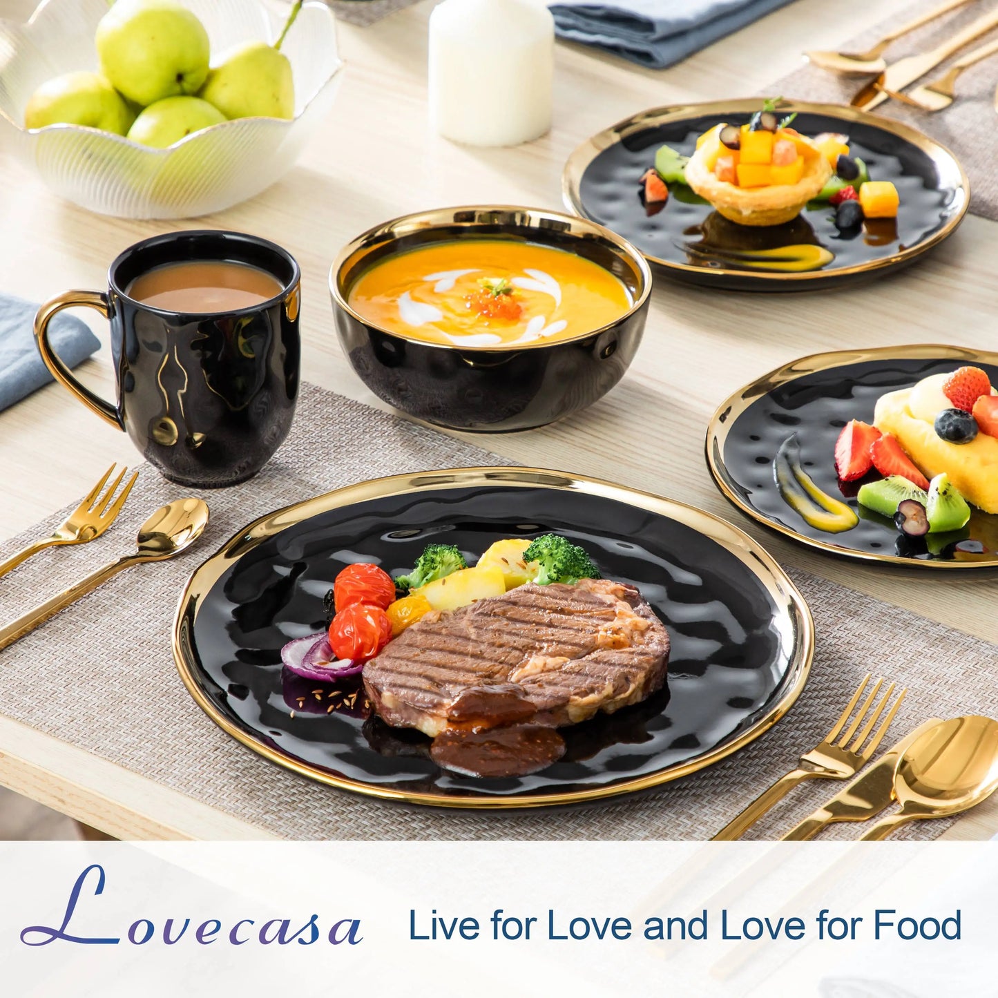 Black Porcelain Dinnerware Sets of 16pc or 32pcs