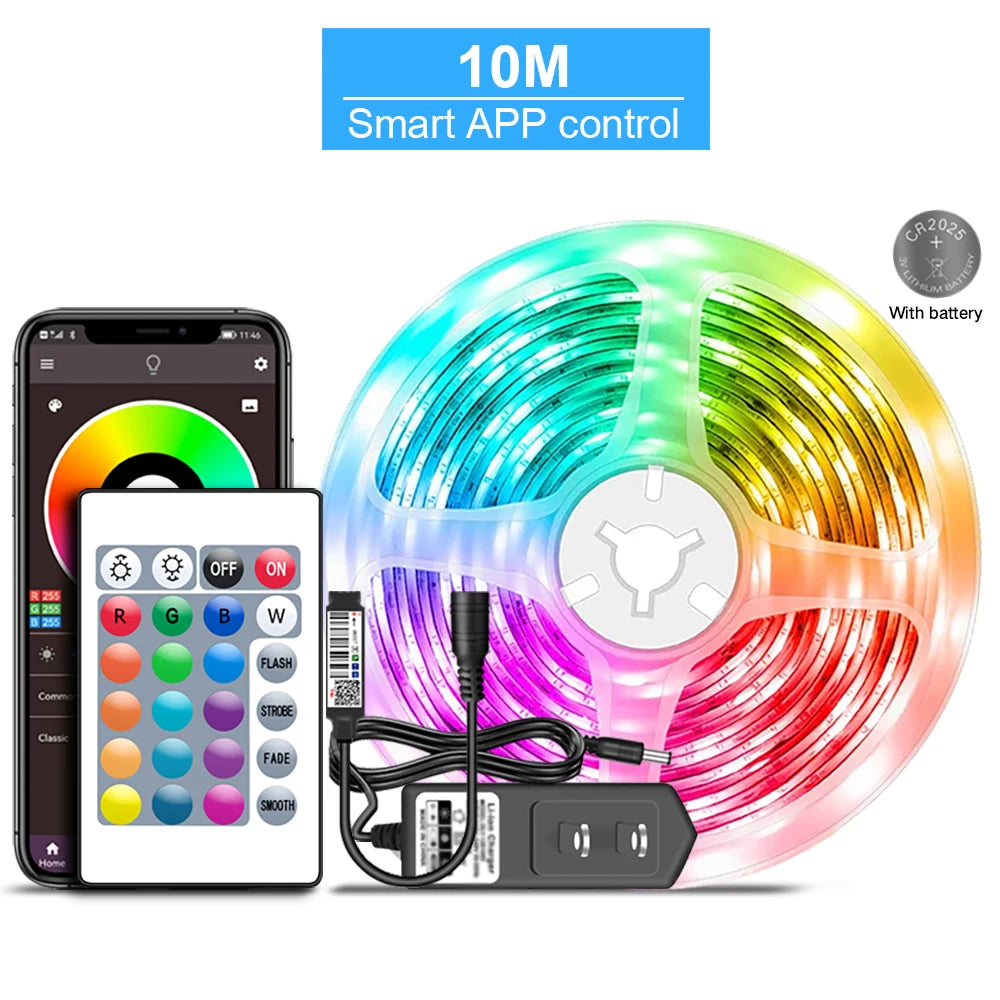 Color Changing LED Strip Lights with Music Syncing option.