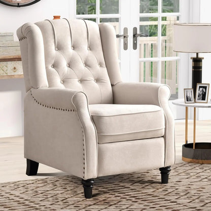 Push Back Recliner Chair Fabric with Padded Seat