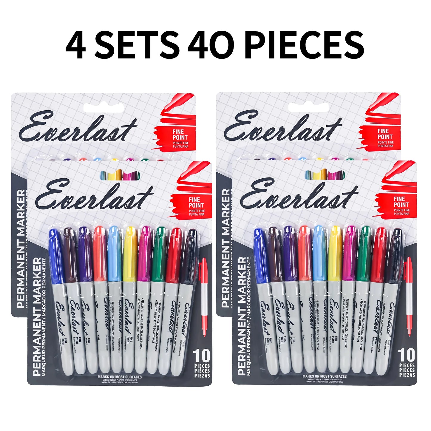 20/40/60-Pack Dual-Tip Permanent Markers