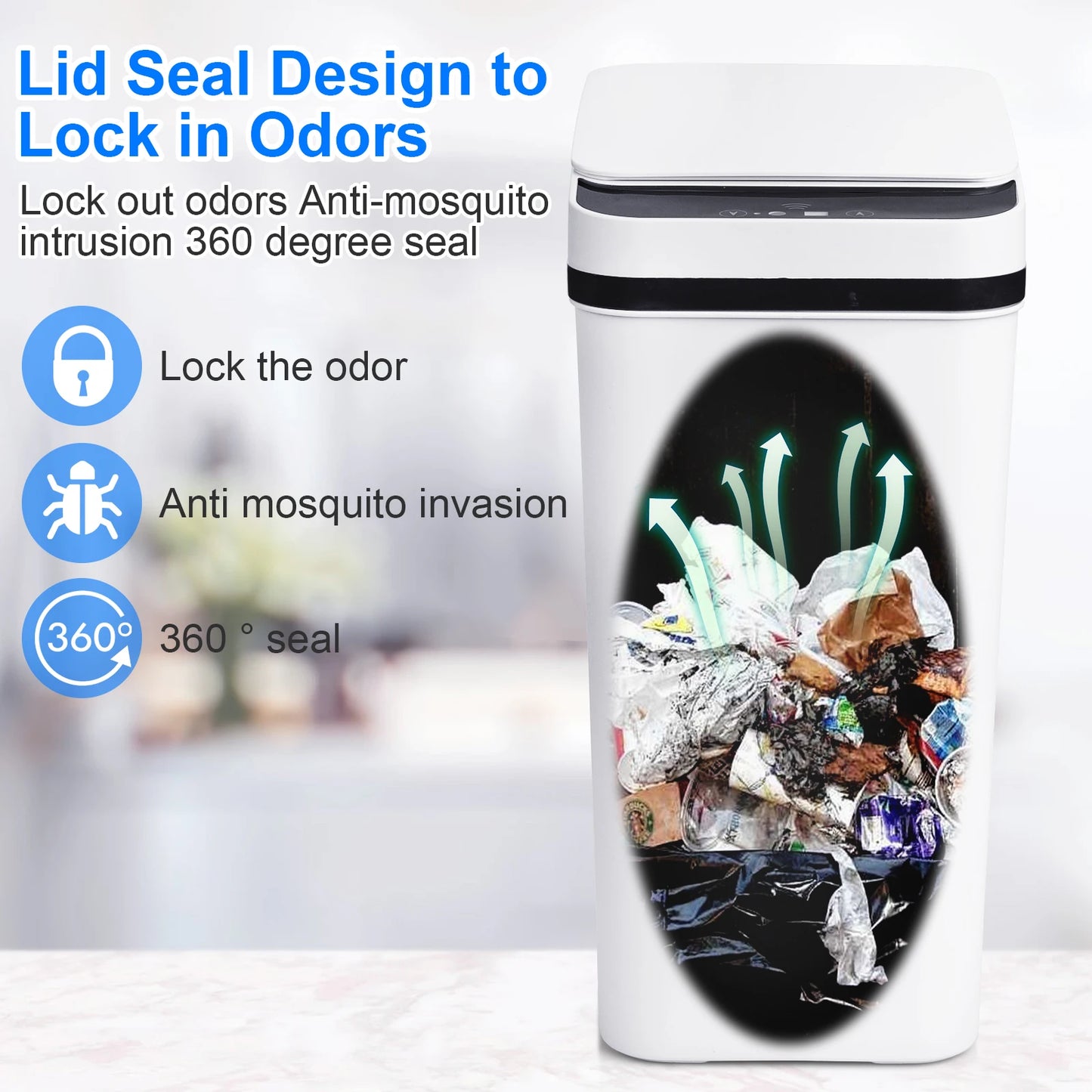 2 Pack 12L Bathroom Automatic Trash Cans Motion Sensor with Lid