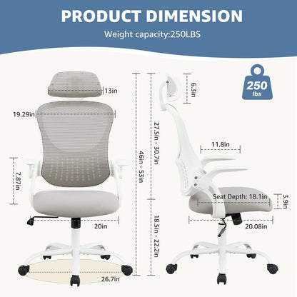 Mesh Desk Chair Flip-up Arms