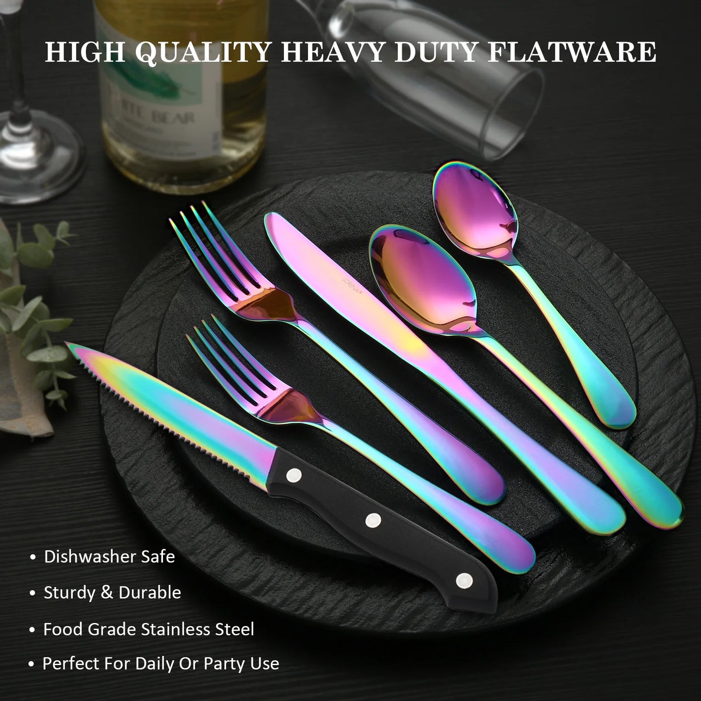 24 pcs Rainbow Silverware Set Service for four