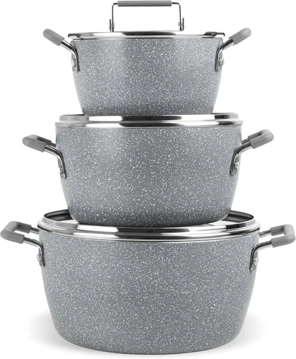 Gray Granite Coated 6-Piece Nonstick Cookware Set