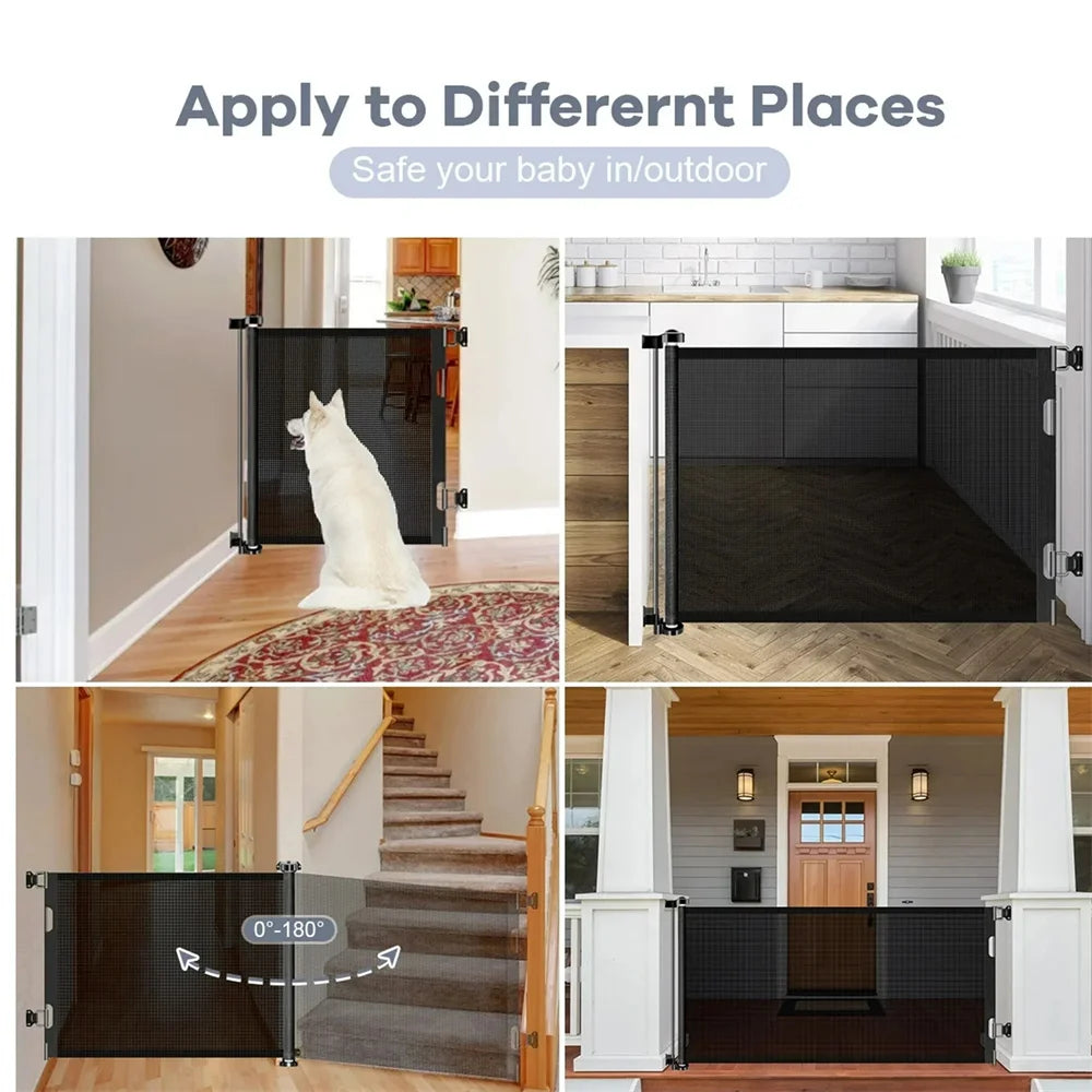 Retractable Baby/ Pet Gate, 34in Extra Tall and 71" Wide with Auto-Lock