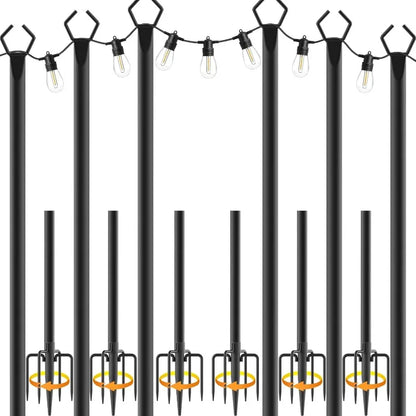 6 Pack Heavy Duty Metal String Light Poles
