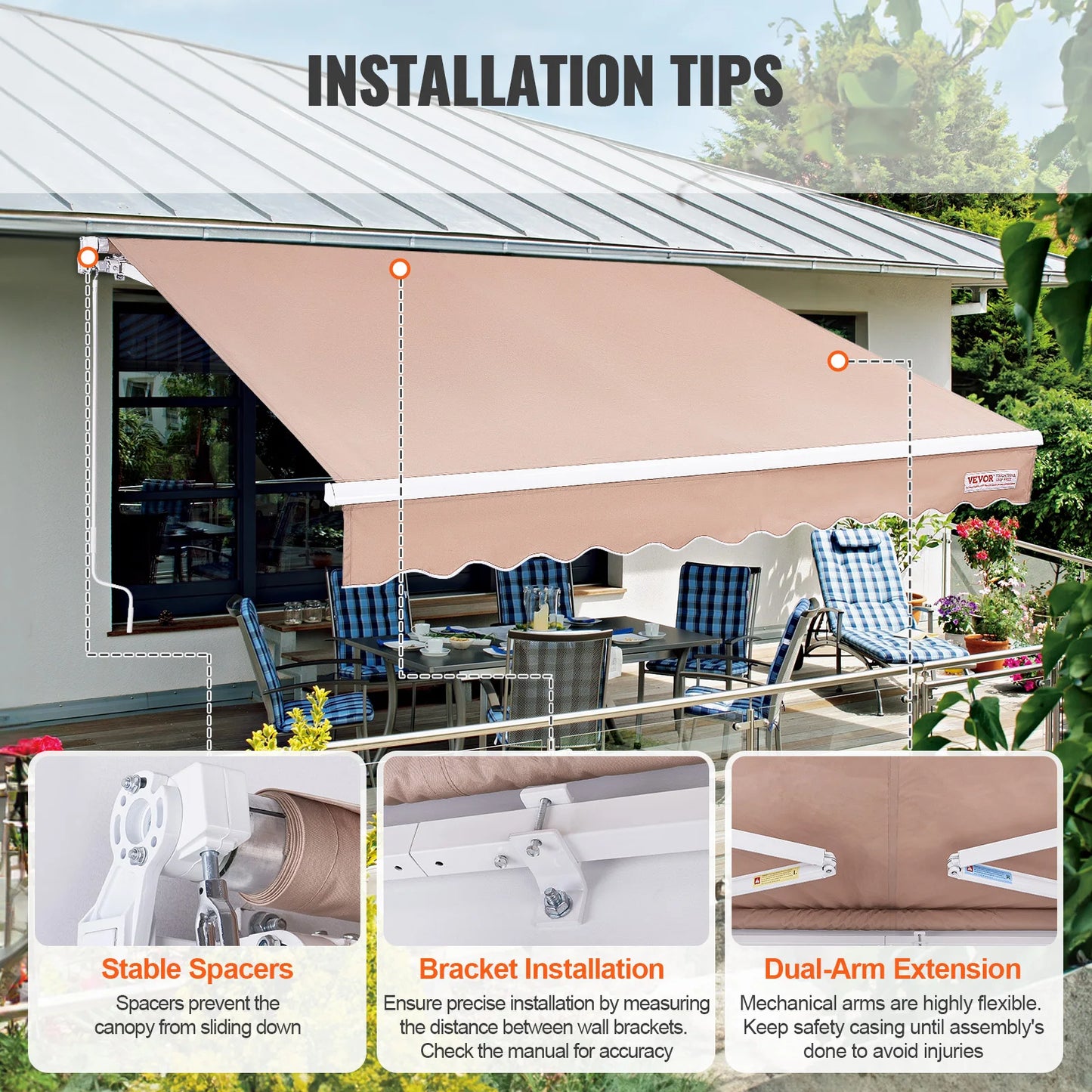 Manual Retractable Awning with Size Options