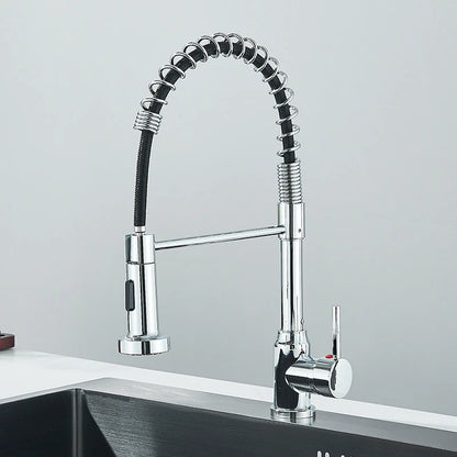 Flexible Kitchen Faucet Pull Down Spring Swivel Stream Sprayer