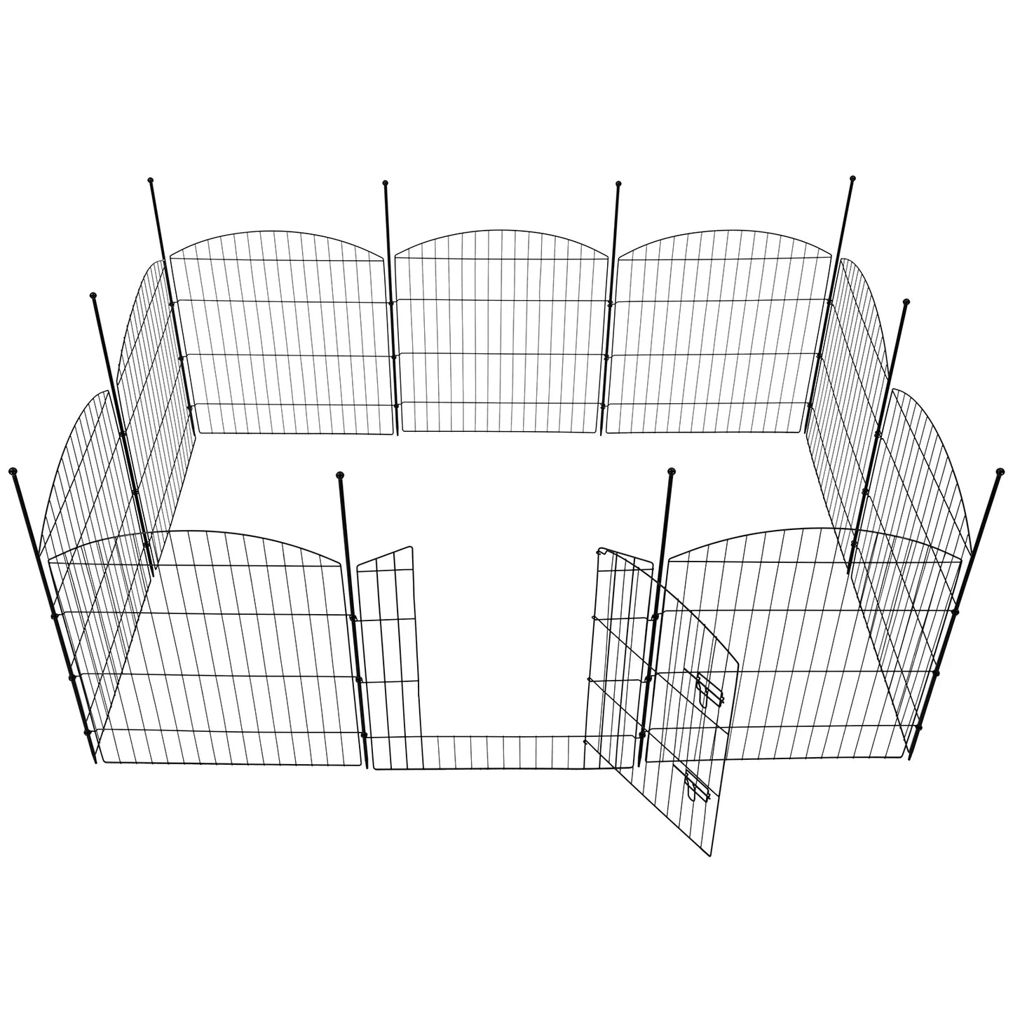 No Dig Decorative Garden Fence with Gate 32in (H) x 24ft (L), 9 Panels + 1 Gate +11 Stakes,