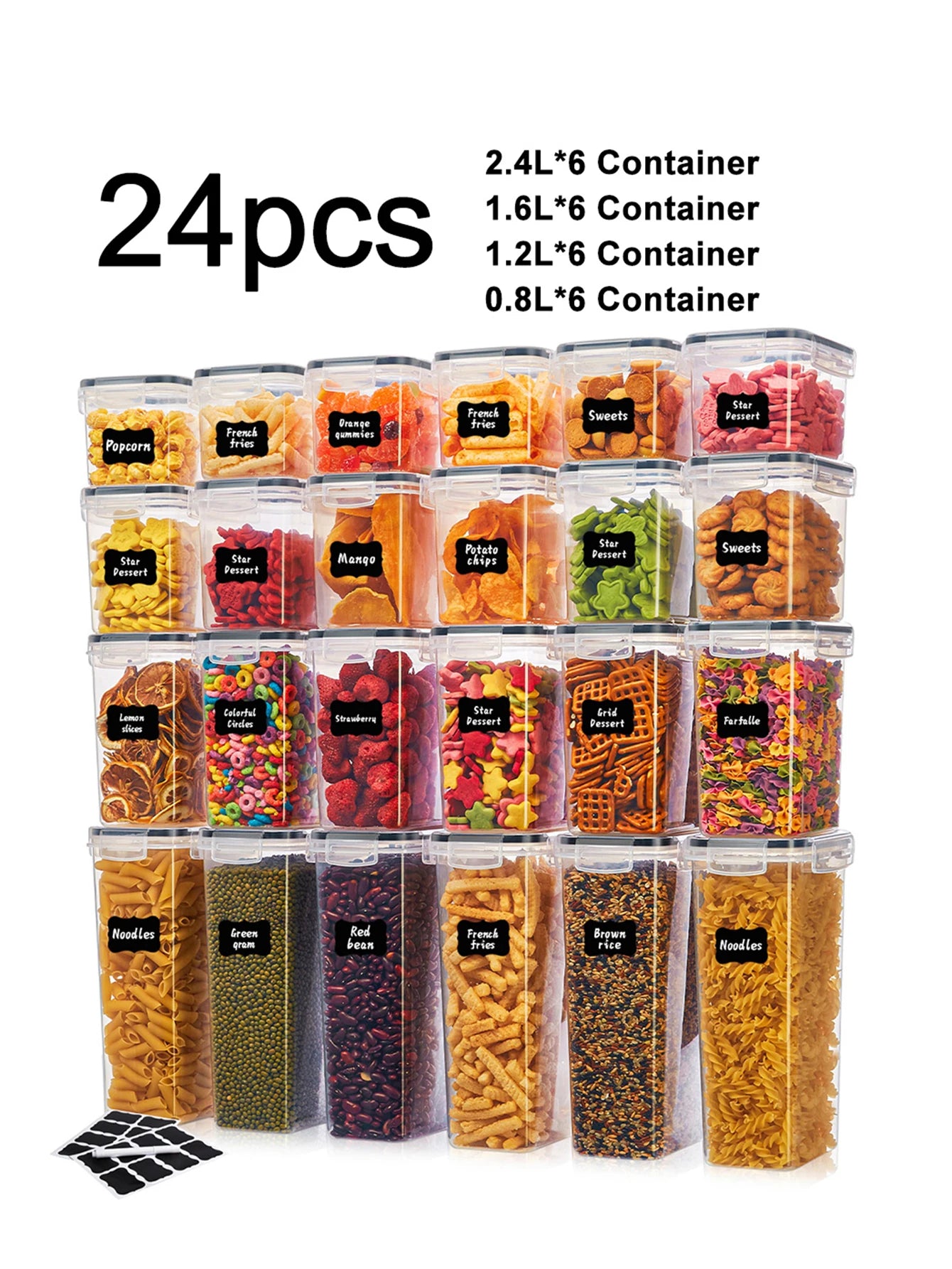 24pcs moisture-proof food storage containers