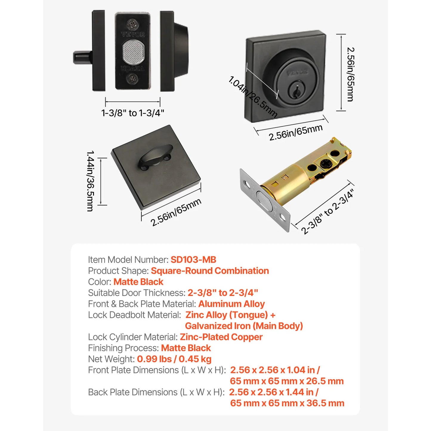 Deadbolt Lock Square Single Cylinder