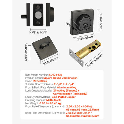 Deadbolt Lock Square Single Cylinder