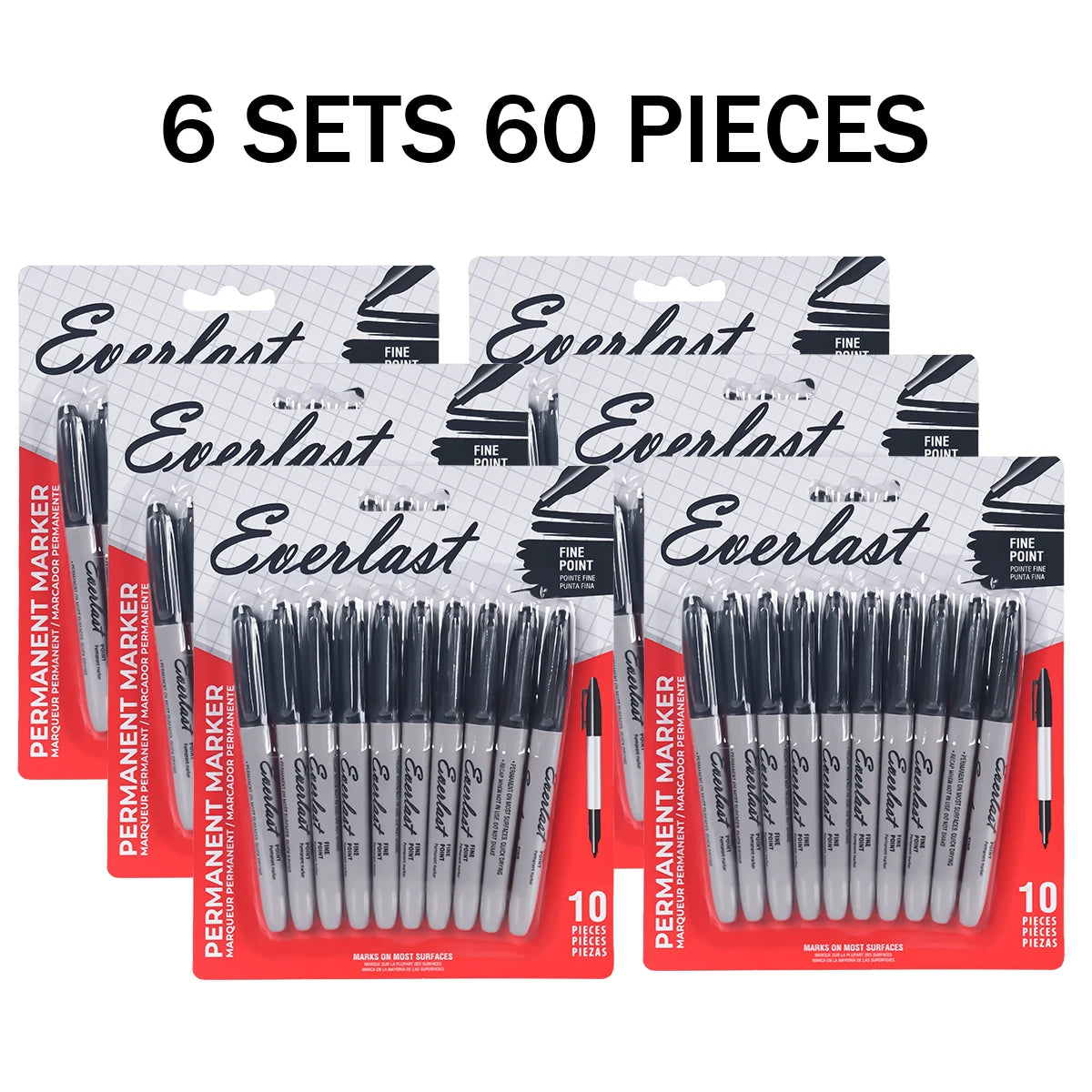 20/40/60-Pack Dual-Tip Permanent Markers