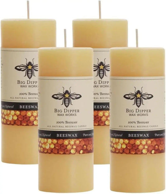 4 pack of Honey Scented, 100% Pure Beeswax Pillar Candles