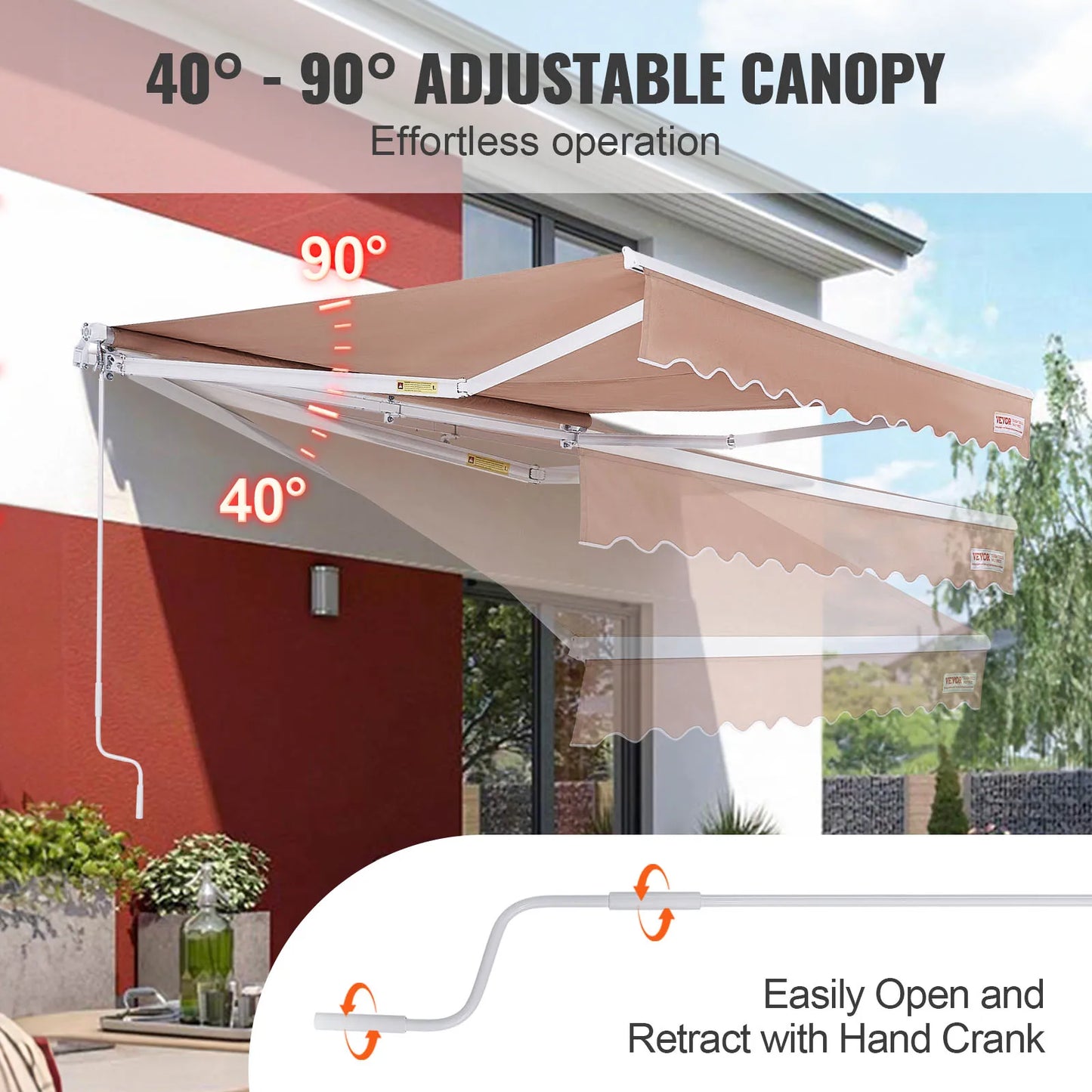 Manual Retractable Awning with Size Options