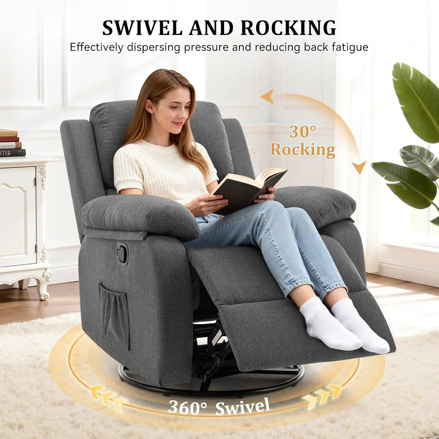 Recliner Chair, 360 Swivel Rocker Chair