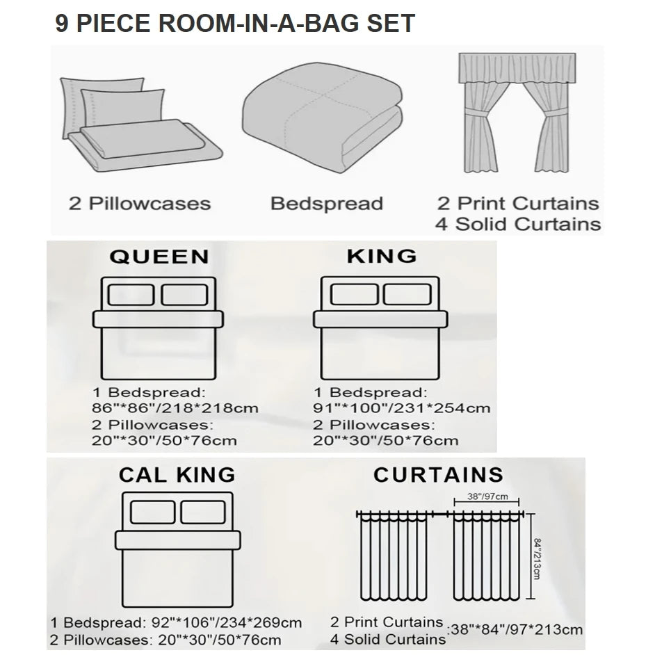 Bamboo Microfiber 9 pc Bedding & Curtain Set