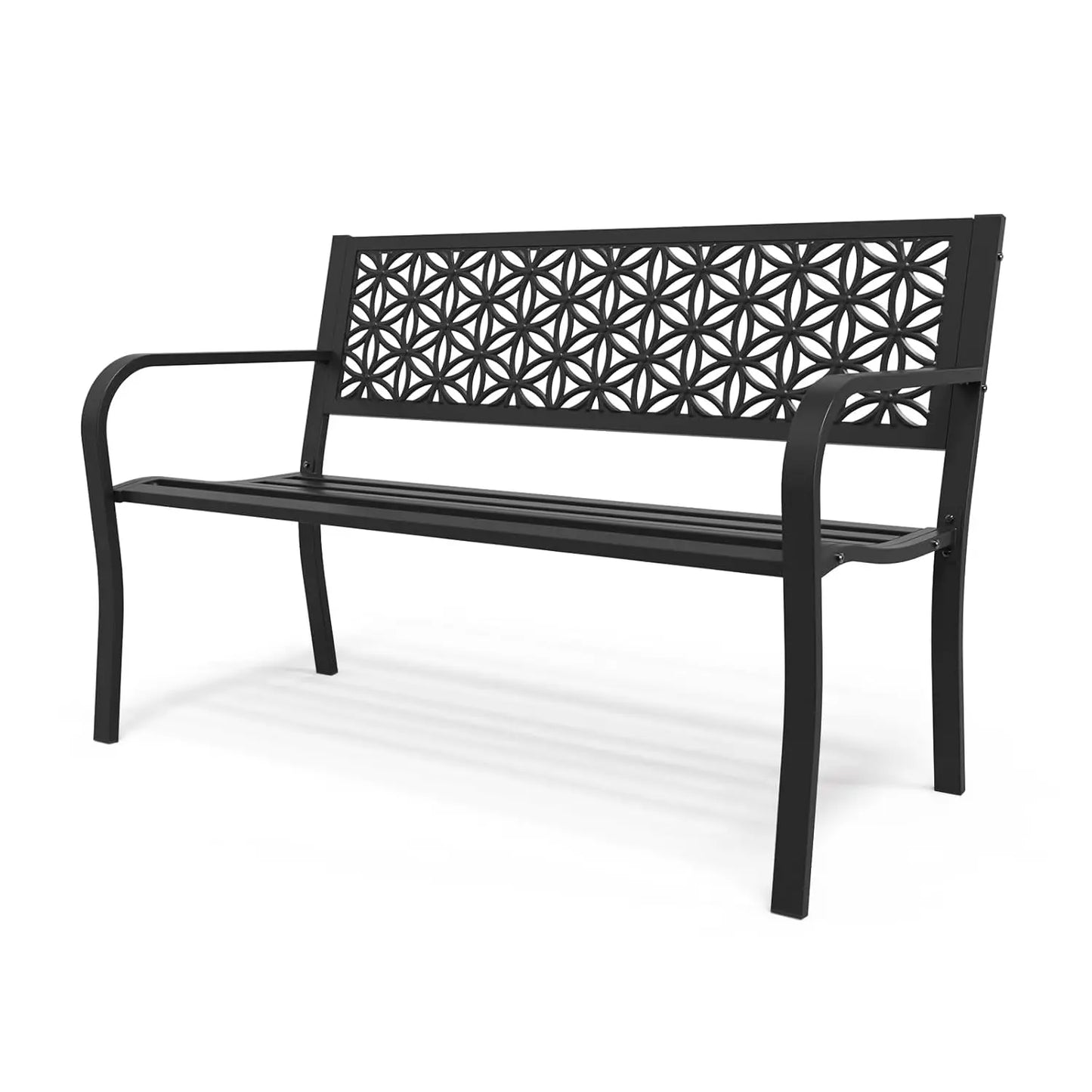 Metal Garden Bench Floral Back with Color Options