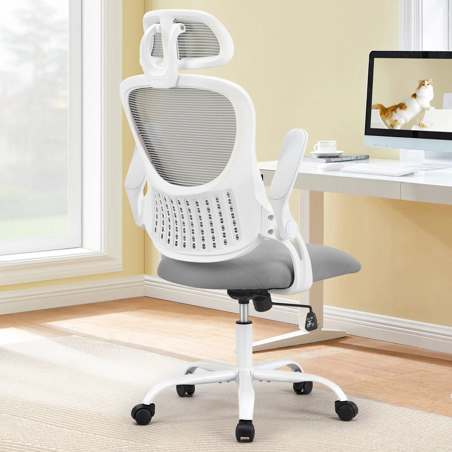 Mesh Desk Chair Flip-up Arms