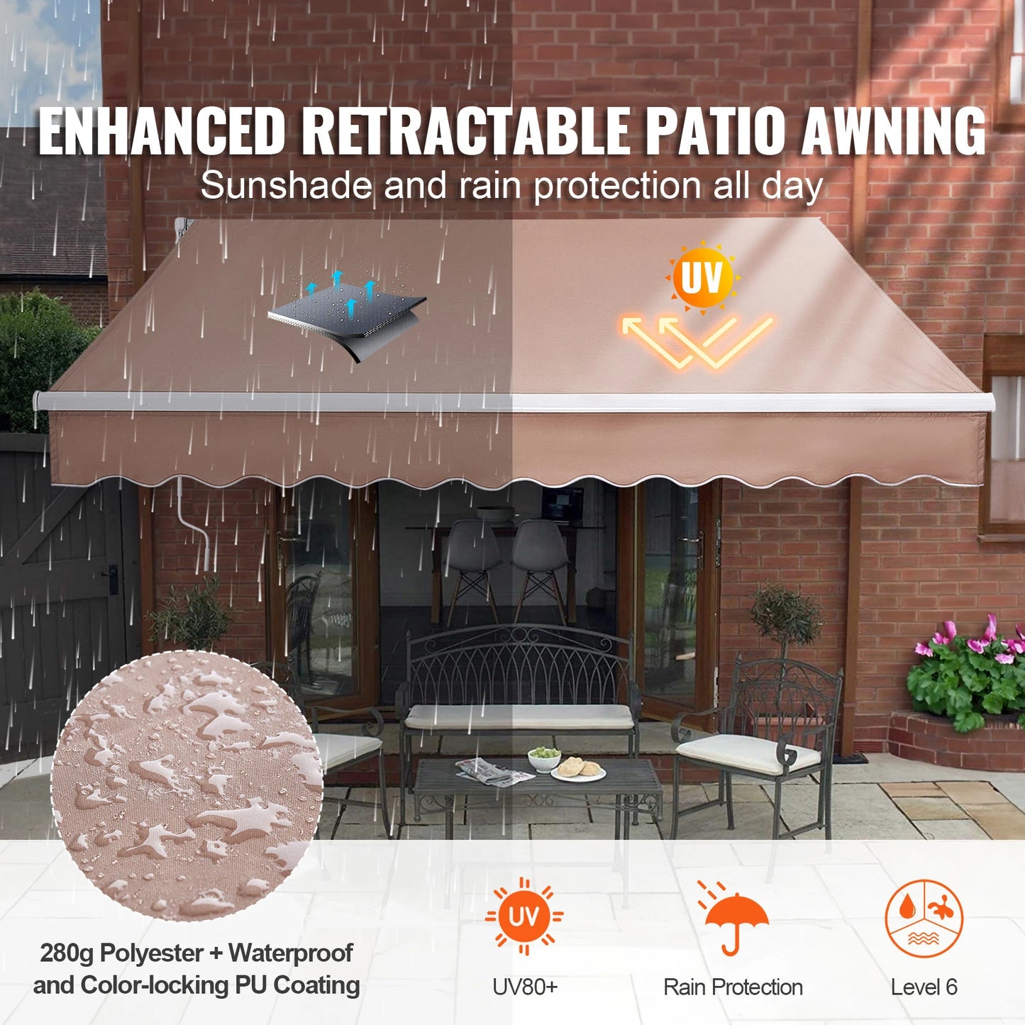Manual Retractable Awning with Size Options
