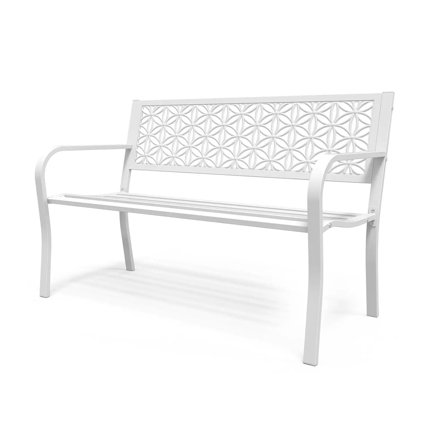 Metal Garden Bench Floral Back with Color Options