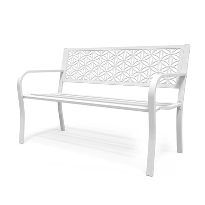 Metal Garden Bench Floral Back with Color Options