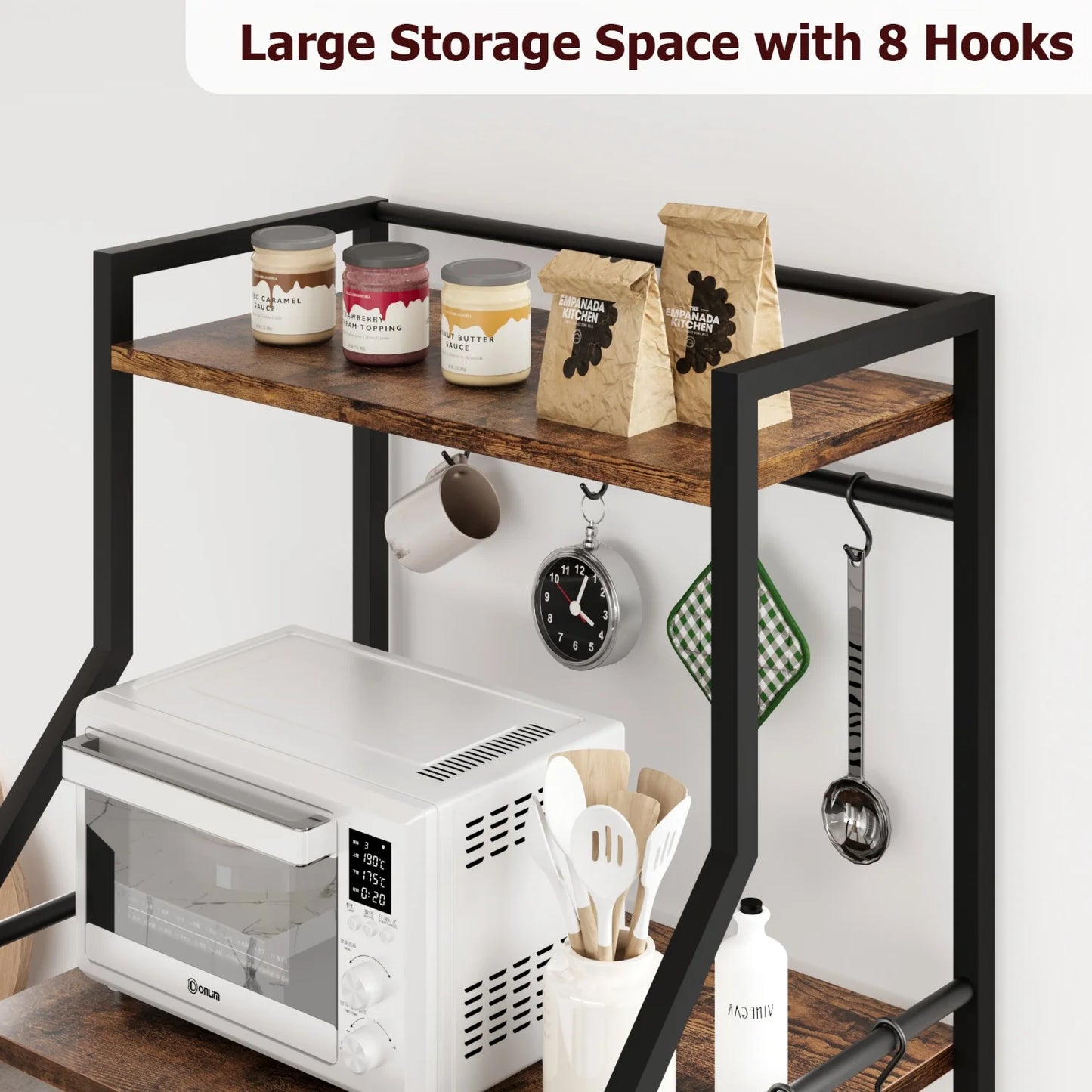 Bakers Rack with Large Wire Basket