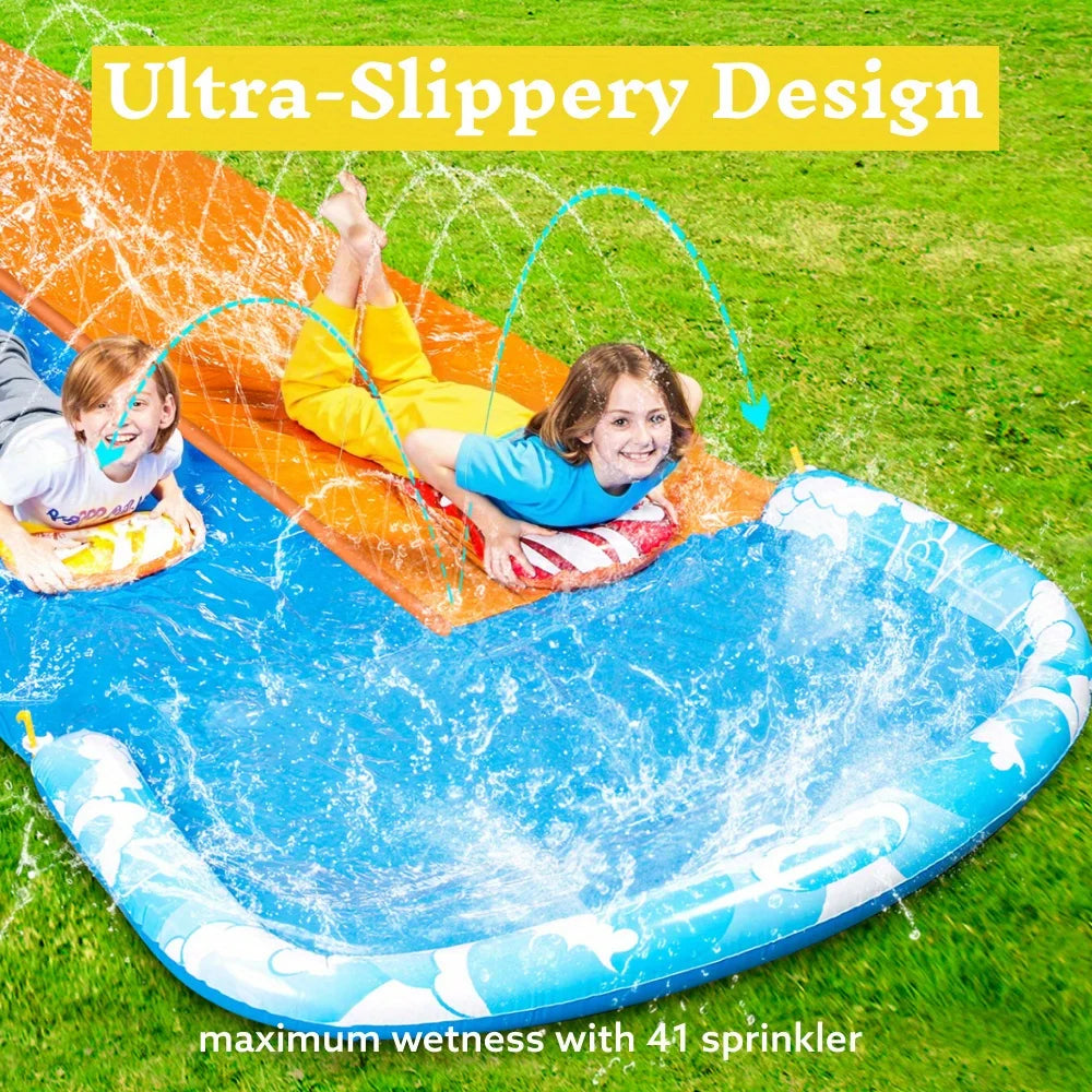 32.5ft Mega Inflatable Water Slide with Racing Lanes
